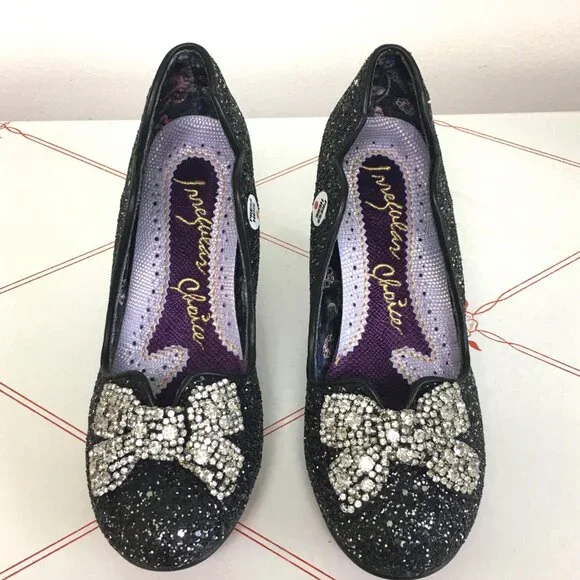 Irregular Choice Black & Silver Rhinestone "Deck The Halls" Shoes - Size 6EU/39E - Picture 3 of 13